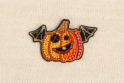 Halloween DIY Beaded Brooch Kit: Flying Pumpkin