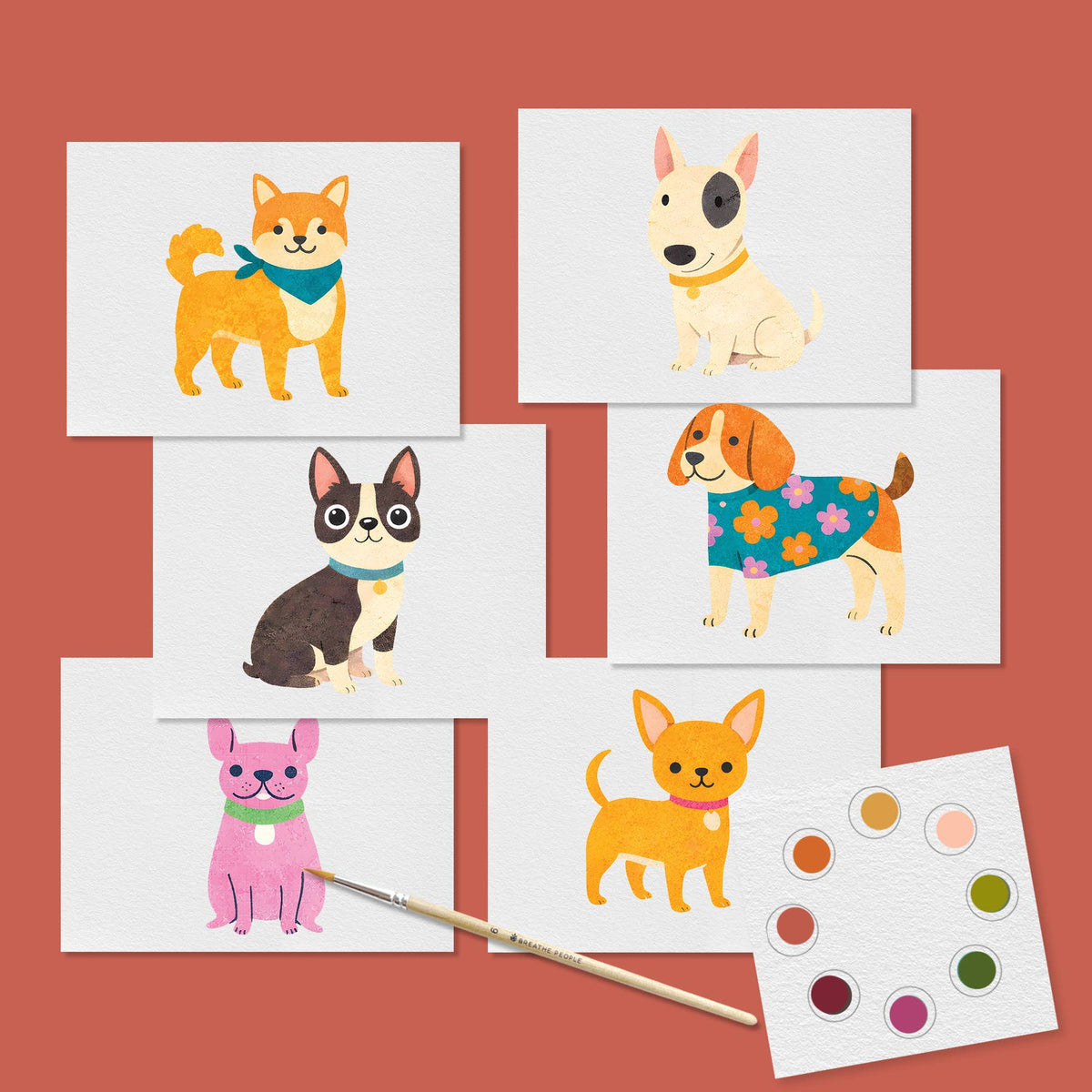 Kids Watercolor Postcard Kit - Super Pups
