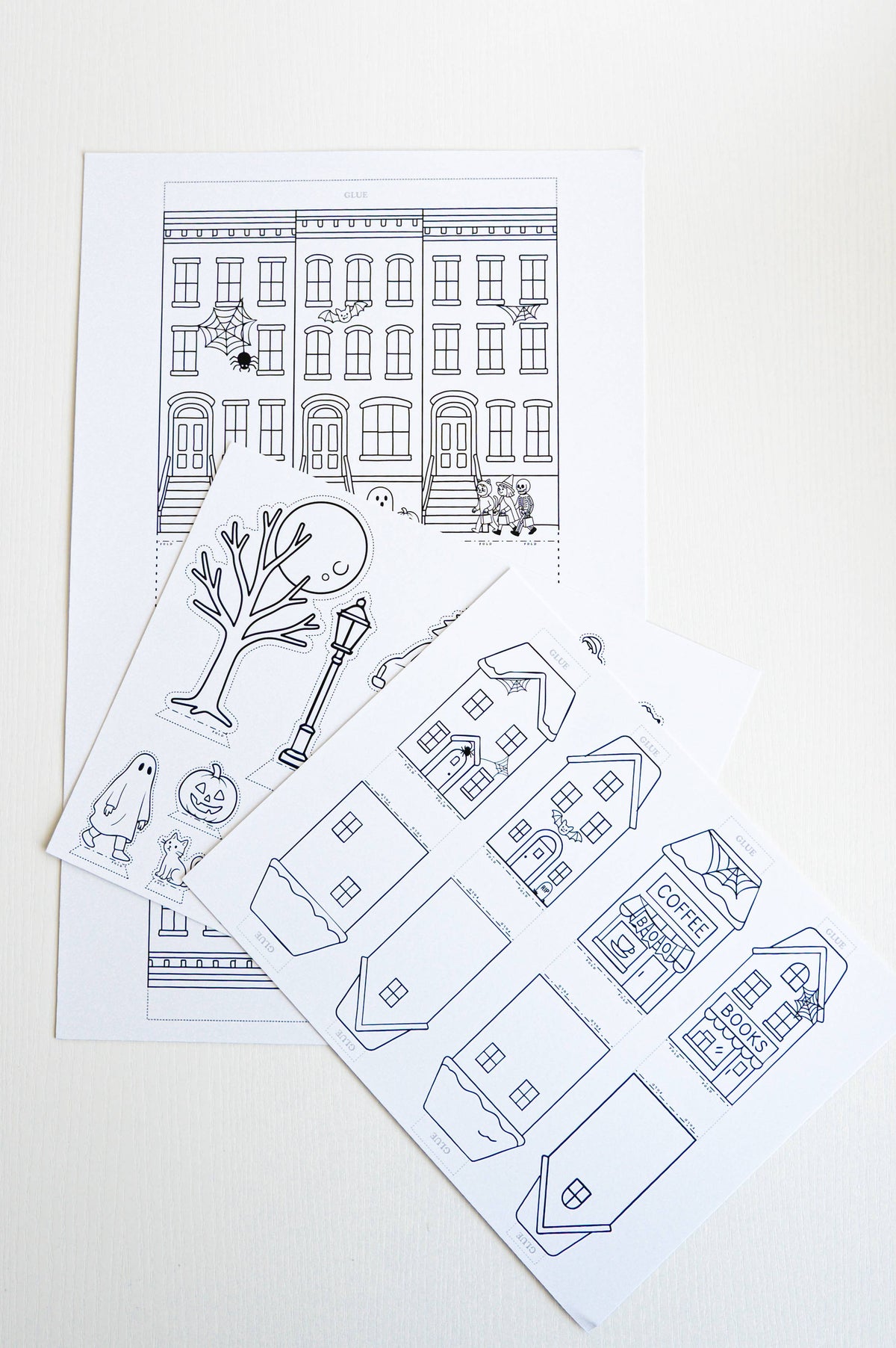 Color-Your-Own Halloween Village - DIY, Halloween Craft