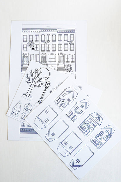 Color-Your-Own Halloween Village - DIY, Halloween Craft