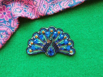 Peacock Embroidery Beaded Brooch Kit