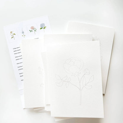 Garden Flowers Paintable Watercolor Notecard Set