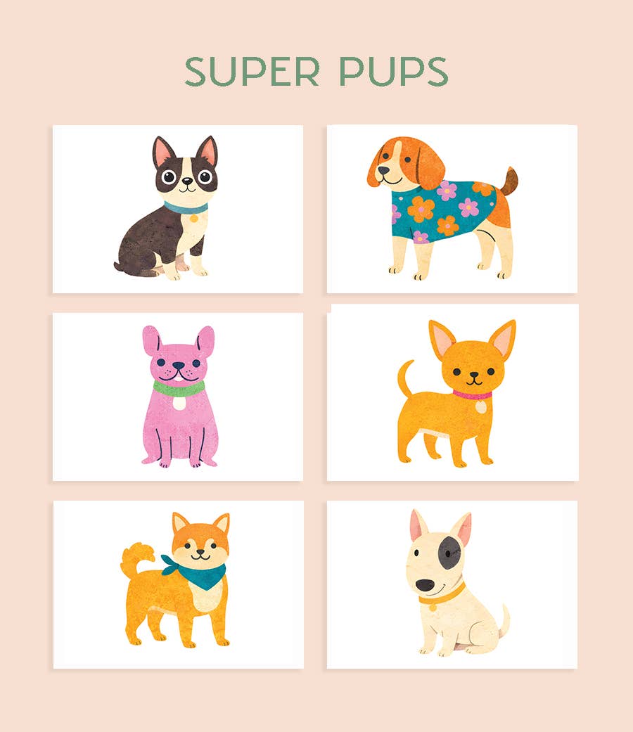 Kids Watercolor Postcard Kit - Super Pups