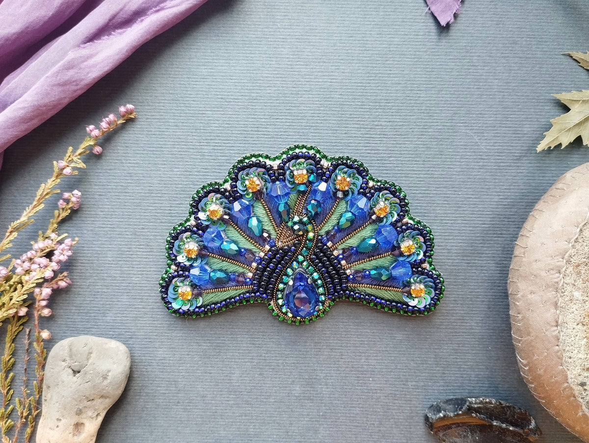 Peacock Embroidery Beaded Brooch Kit