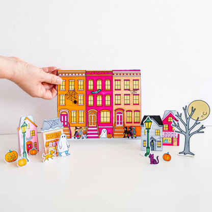 Color-Your-Own Halloween Village - DIY, Halloween Craft