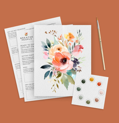 All-In-One Beginner Watercolor Paint Set - Brilliant Bouquet