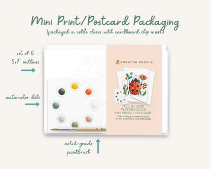 All in One Watercolor Paint Set / Postcard Kit: Botanicals