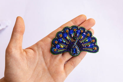 Peacock Embroidery Beaded Brooch Kit