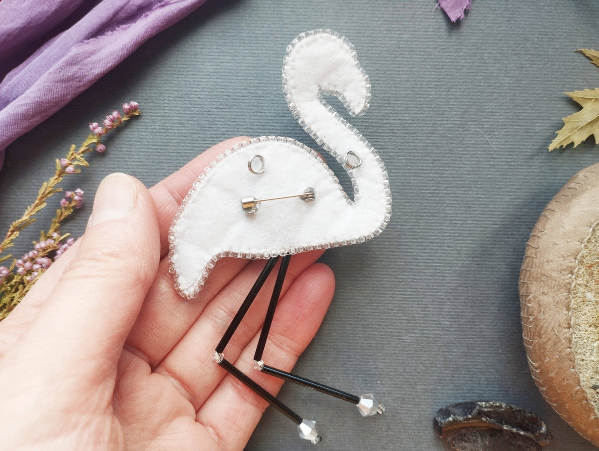 Flamingo Embroidery Beaded Brooch Kit