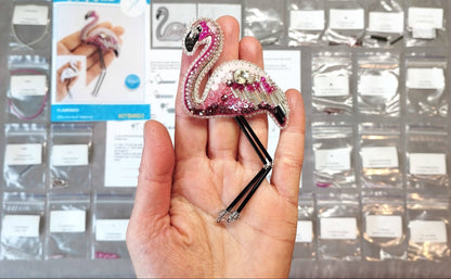 Flamingo Embroidery Beaded Brooch Kit